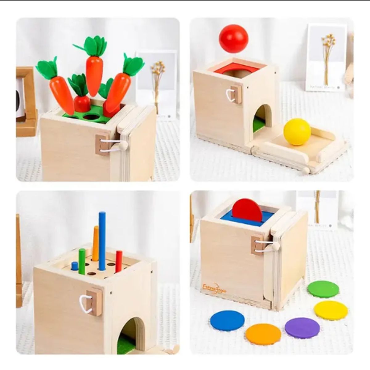 GENERICO - Juguete De Madera Cubo Encaje Didáctico 4en1 Montesori Niños