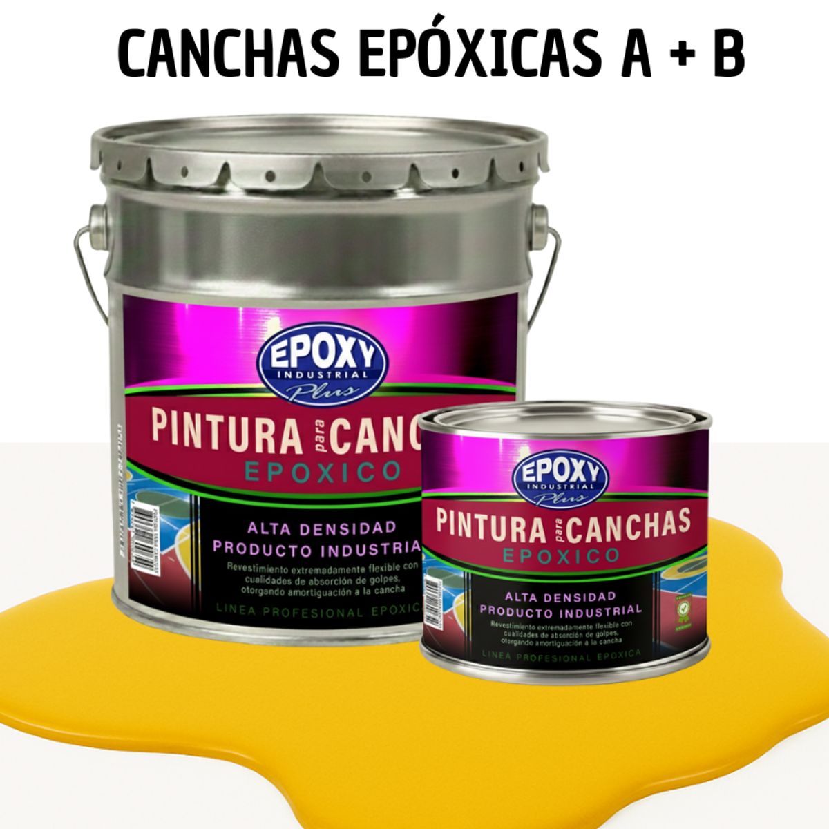 EPOXY - PINTURA EPOXICA A+B CANCHAS DEPORTIVAS - KIT TINETA 4G Amarillo Brillante