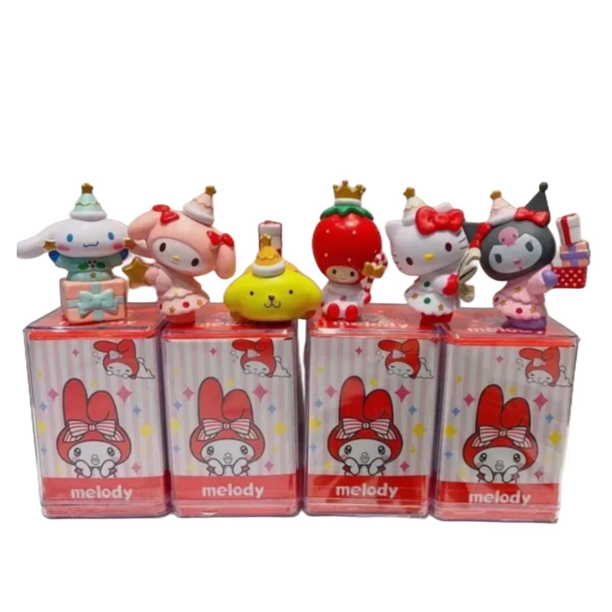GENERICO - Figura Kawaii kitty  y Amigos con Caja Acrilico  Blind Box