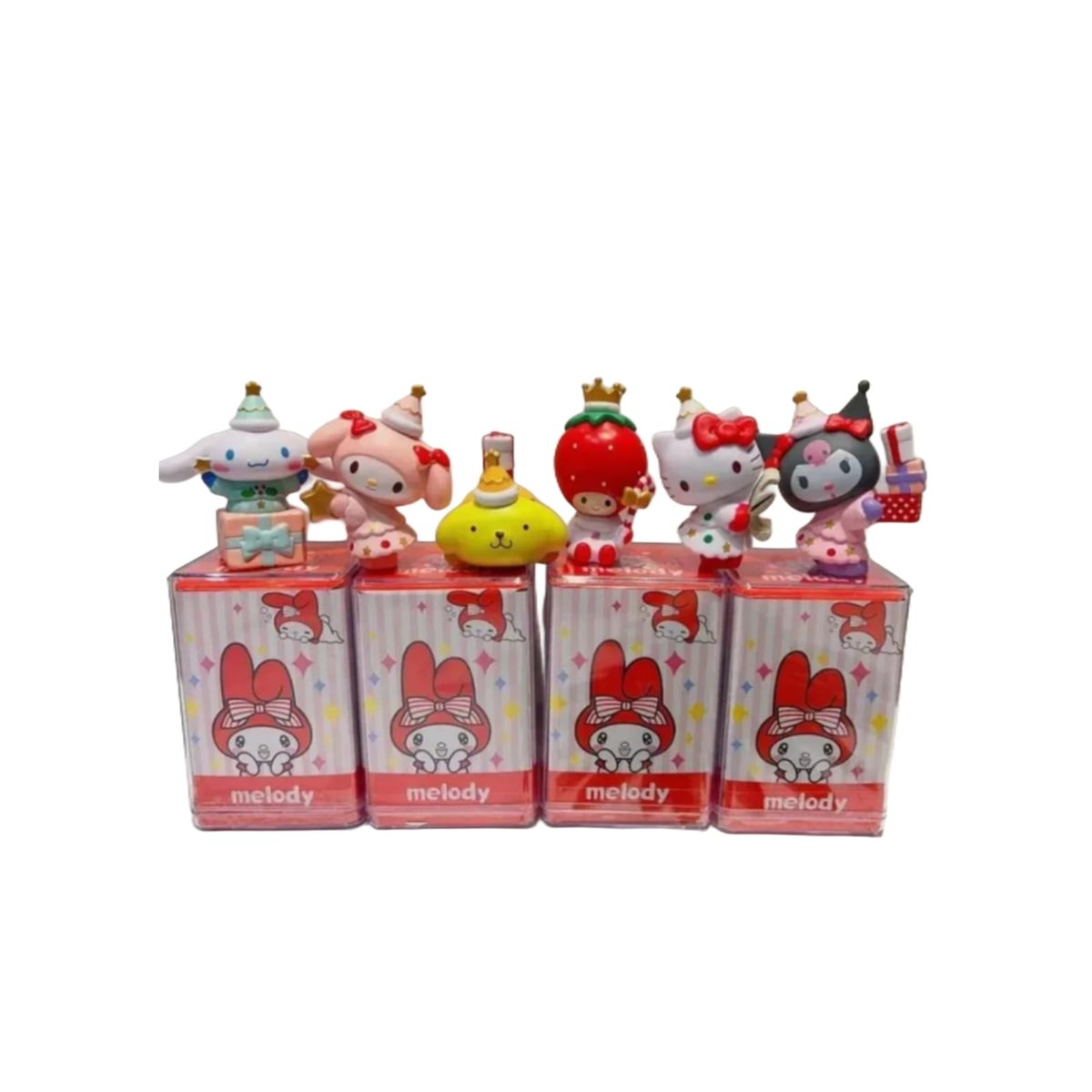 GENERICO - Figura Kawaii kitty  y Amigos con Caja Acrilico  Blind Box