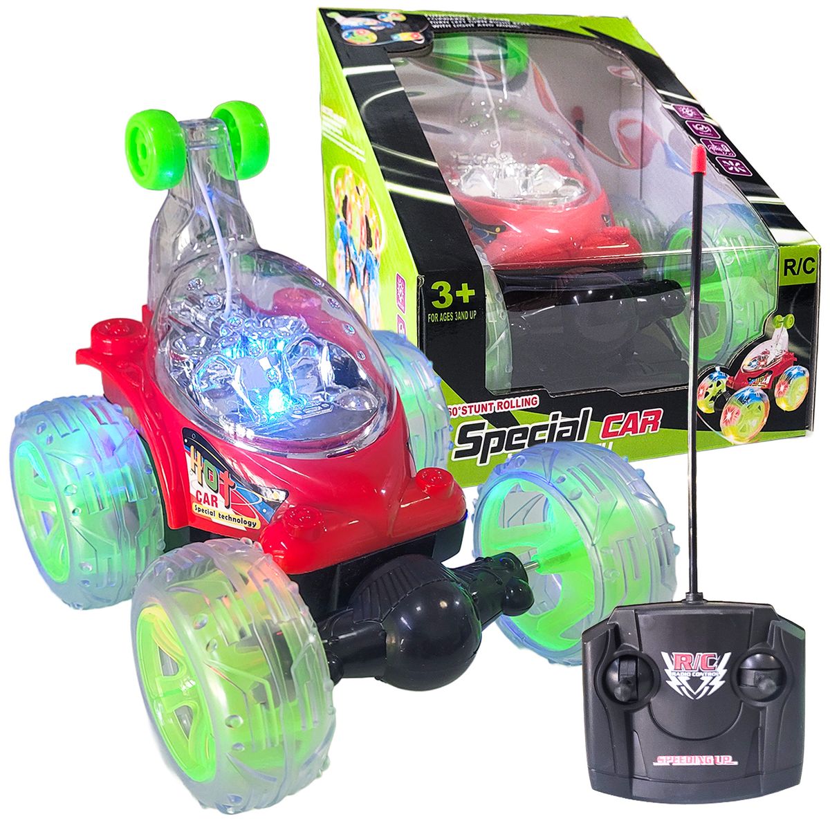 GENERICO - Auto Loco Giro 360 Con Luces Recargable Control Remoto