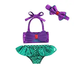 GENERICO - Pack 3 piezas traje de baño y cintillo de sirena talla 120