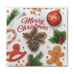 GENERICO - Set de 40 Servilletas Navideñas Con Diseños Variados Decorativos - Blanco - MERRY