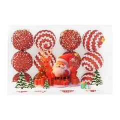 GENERICO - Set 12 Esferas Navideñas Decoradas Arbol Navidad Decoracion - Rojo