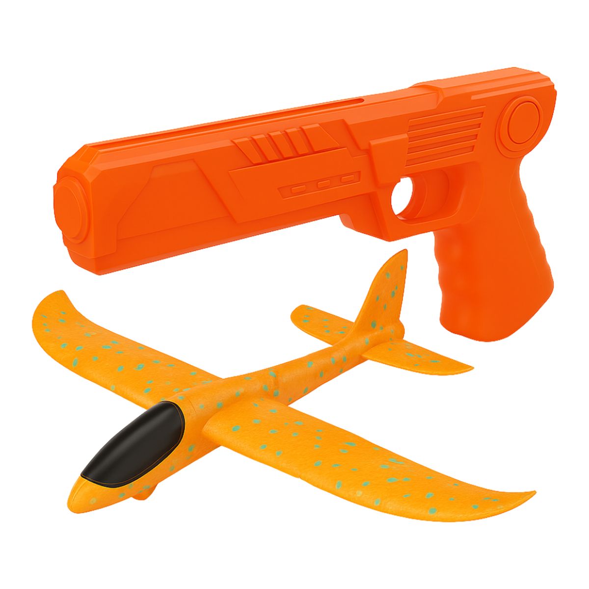 GENERICO - Juguete Avion Planeador Con Pistola Disparo Aereo Niños - Naranja