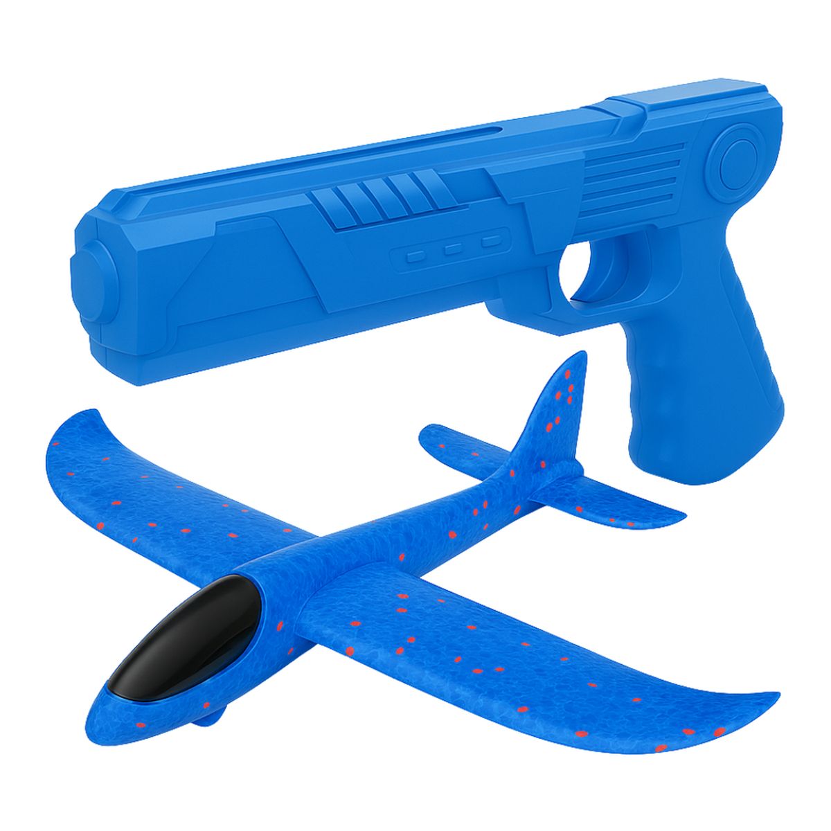 GENERICO - Juguete Avion Planeador Con Pistola Disparo Aereo Niños - Azul