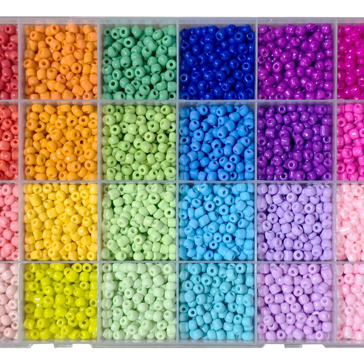 GENERICO - Set Mostacillón 4mm 24 Colores Para Pulseras Bisutería