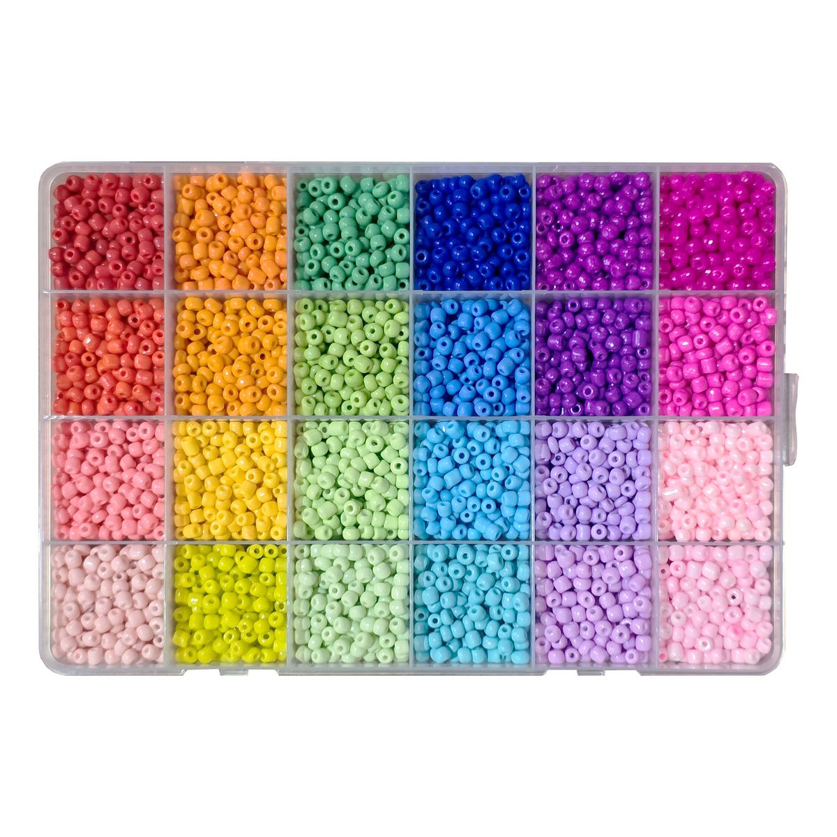 GENERICO - Set Mostacillón 4mm 24 Colores Para Pulseras Bisutería