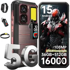 OUKITEL - WP300 5G Celular 36GB+512GB 16000mAh 108MP Android 15 Smartphone-Rojo