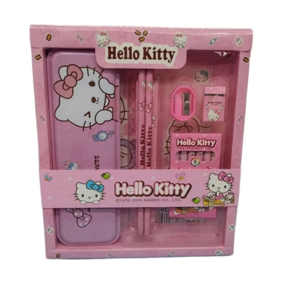GENERICO - Set  Papeleria Kawai Caja Regalo Rosado Con Estuche Metalico