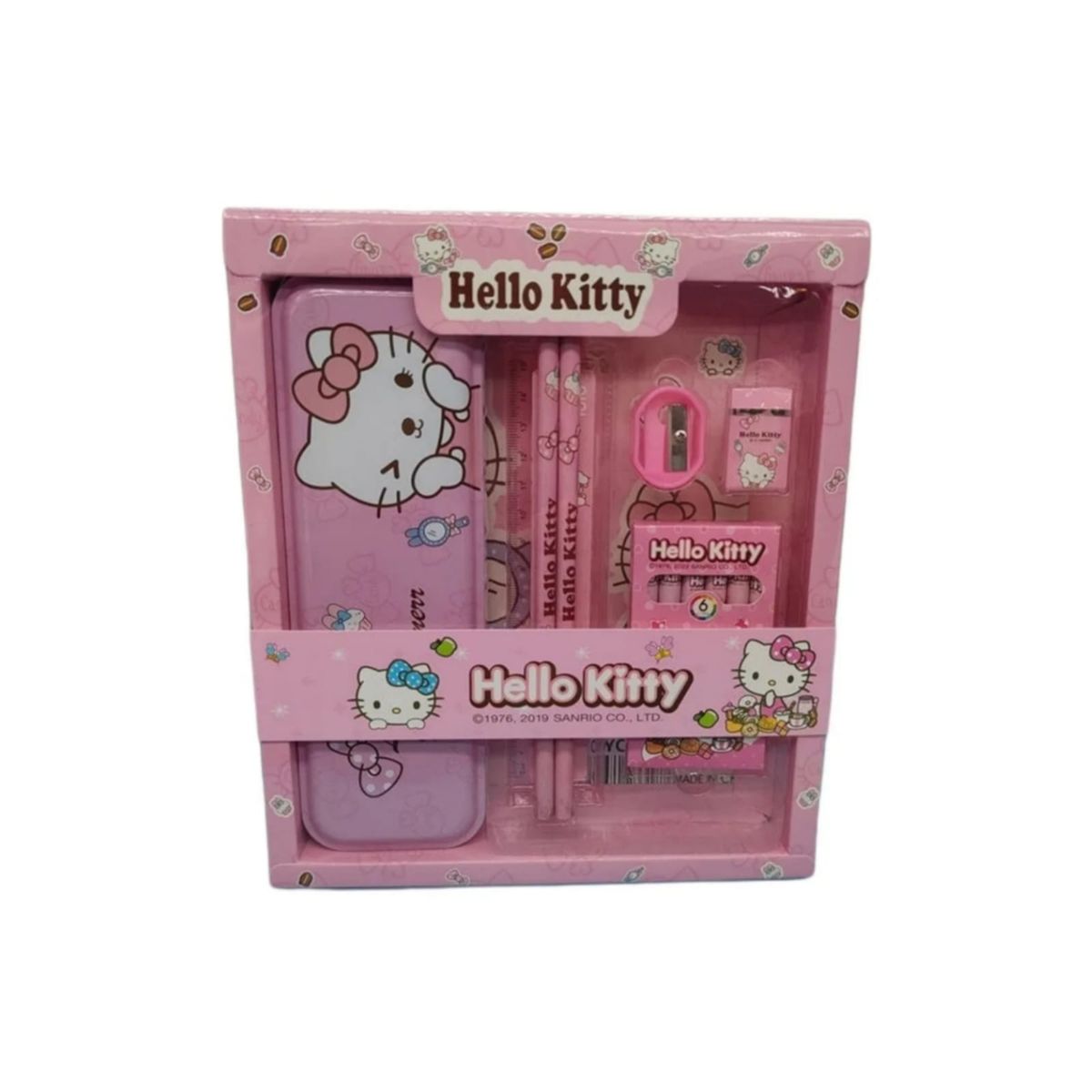 GENERICO - Set  Papeleria Kawai Caja Regalo Rosado Con Estuche Metalico