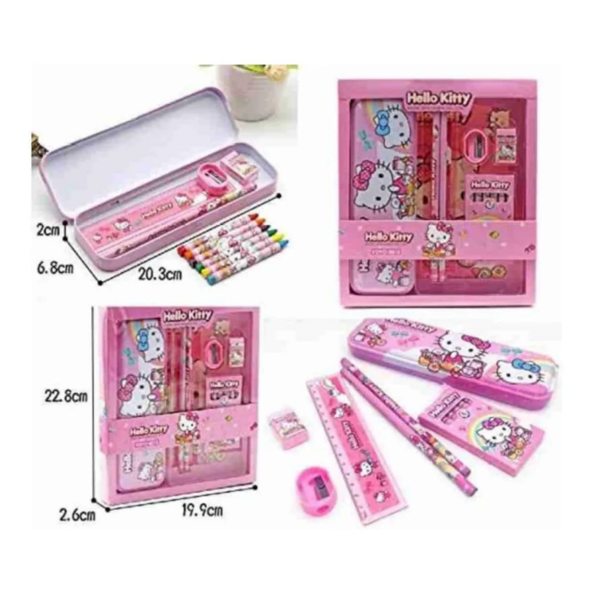 GENERICO - Set  Papeleria Kawai Caja Regalo Rosado Con Estuche Metalico