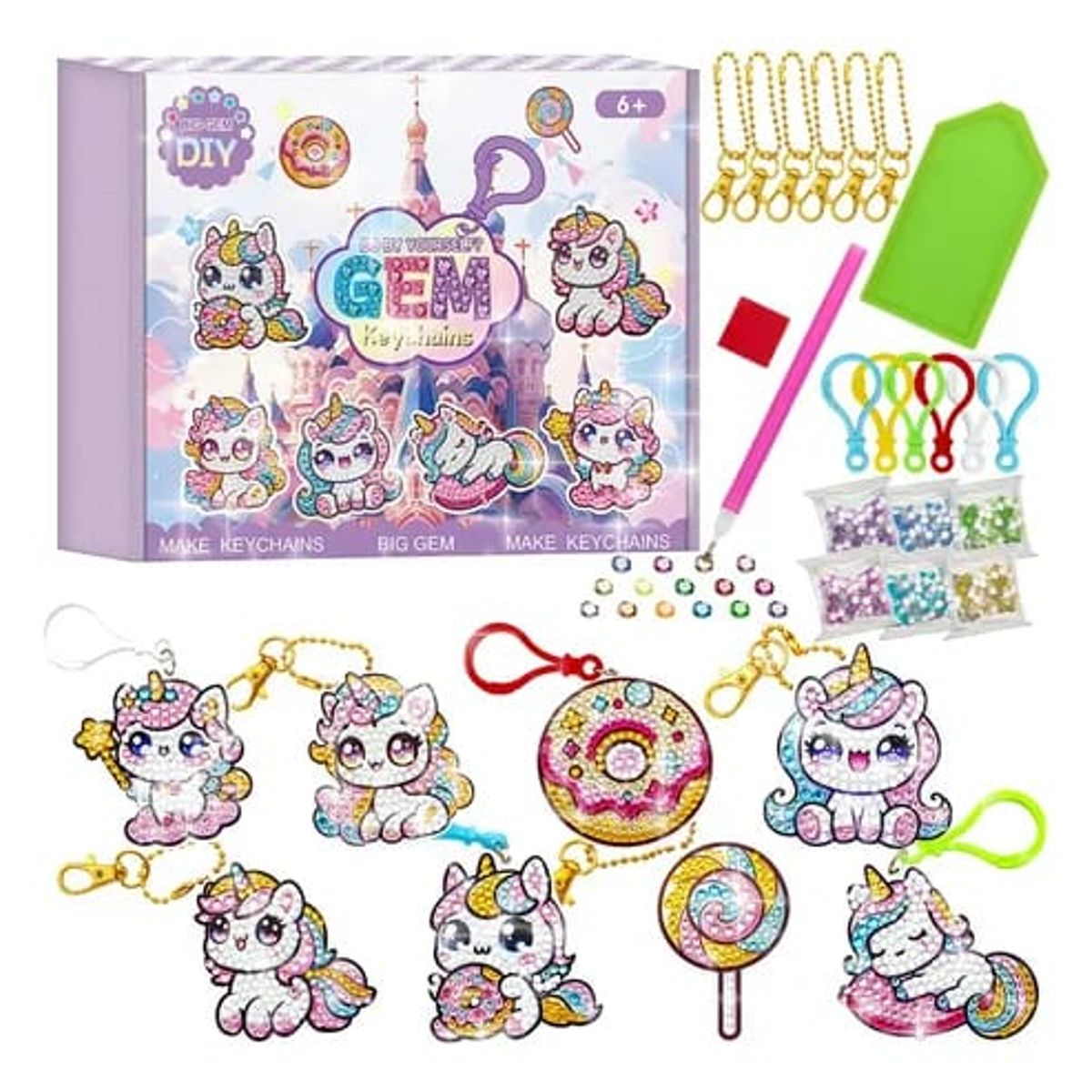 GENERICO - Kit DIY Llaveros Pintura de Diamantes Temática Llavero Diamond Painting