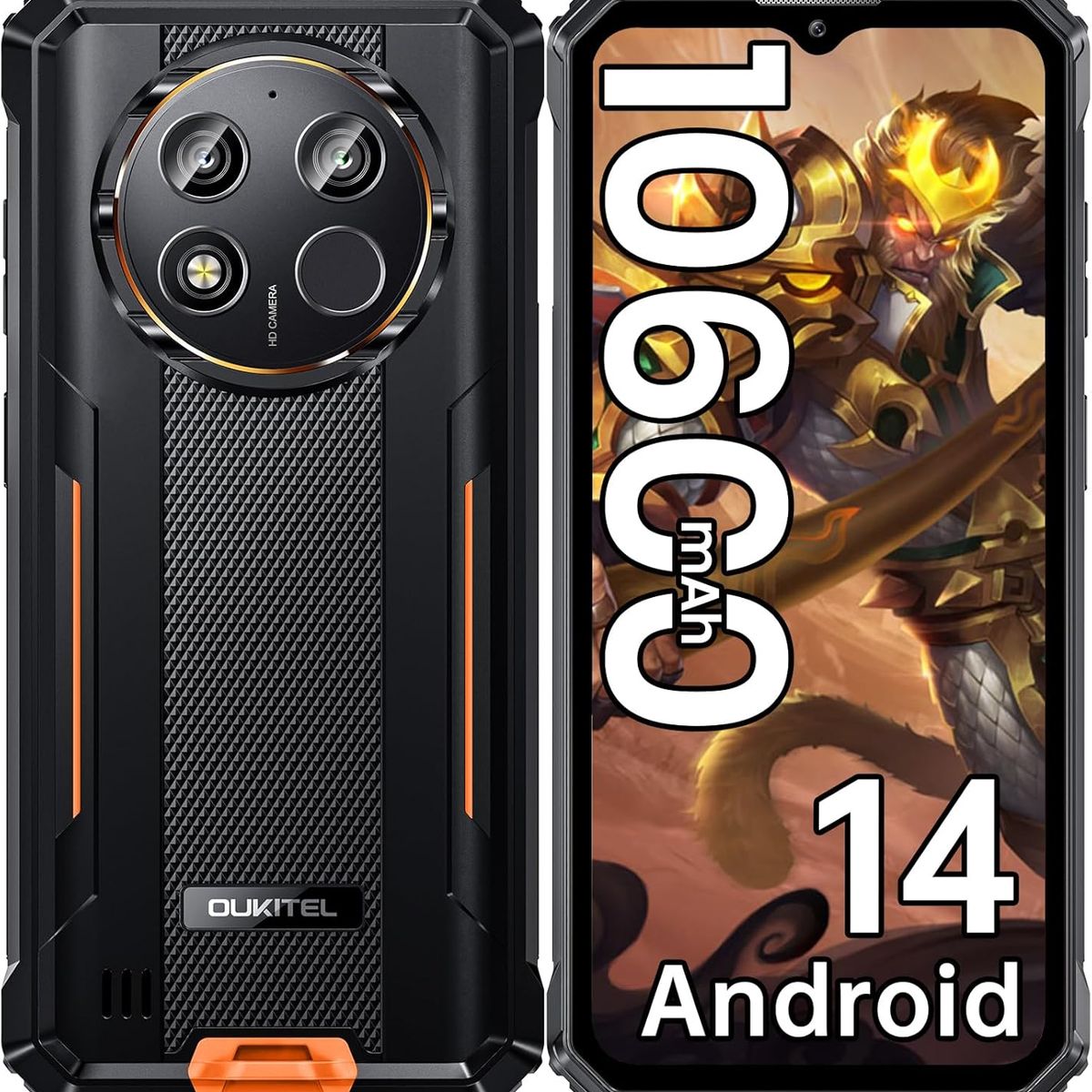 OUKITEL - OUKITEL WP28E Celular 8GB+64GB 10600mAh Smartphone-Naranja