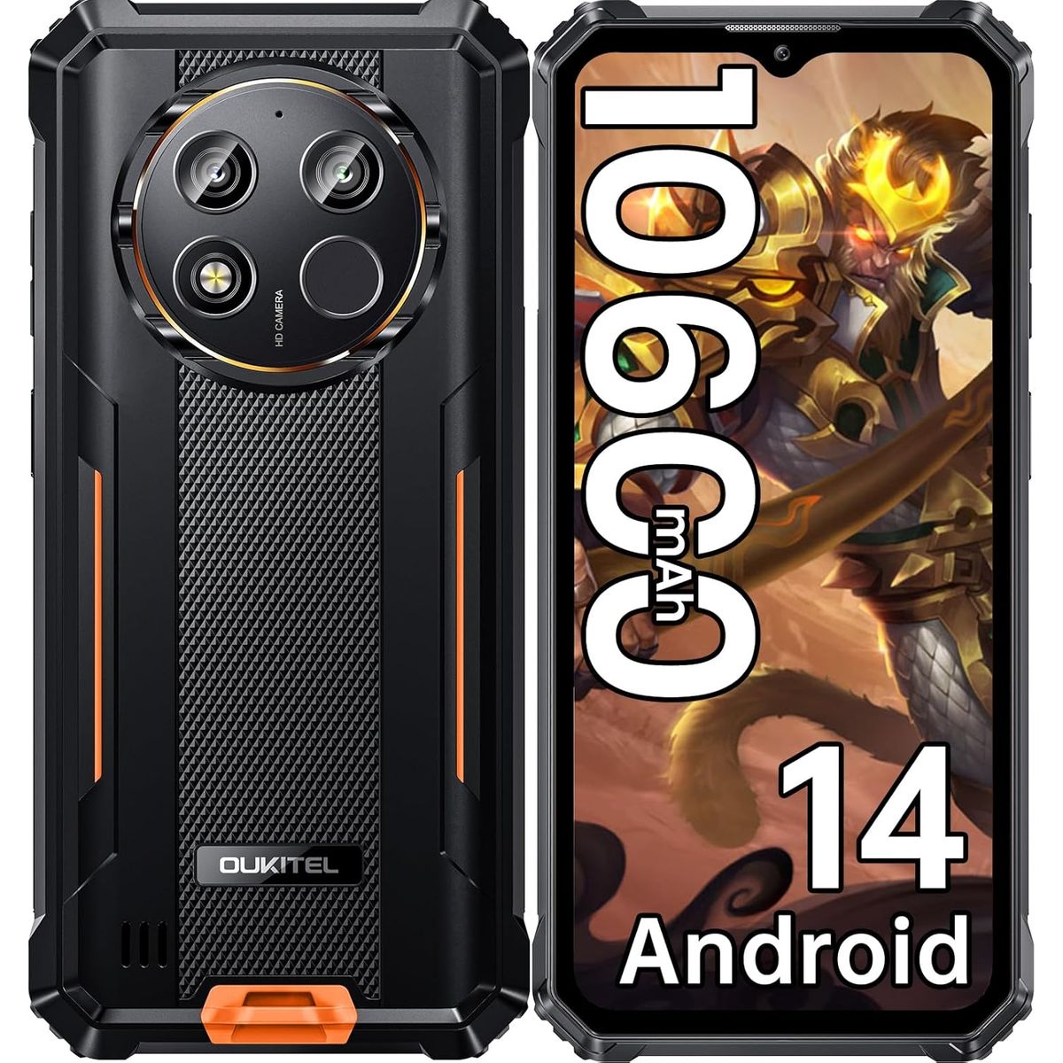 OUKITEL - OUKITEL WP28E Celular 8GB+64GB 10600mAh Smartphone-Naranja