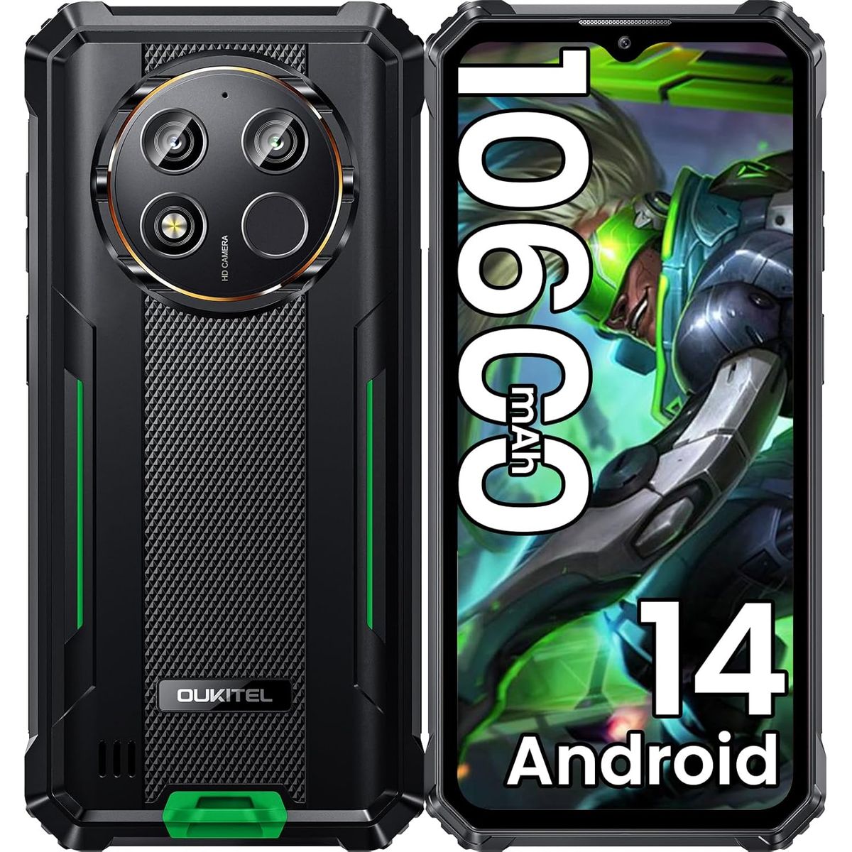 OUKITEL - OUKITEL WP28E Celular 8GB+64GB 10600mAh Smartphone-Verde