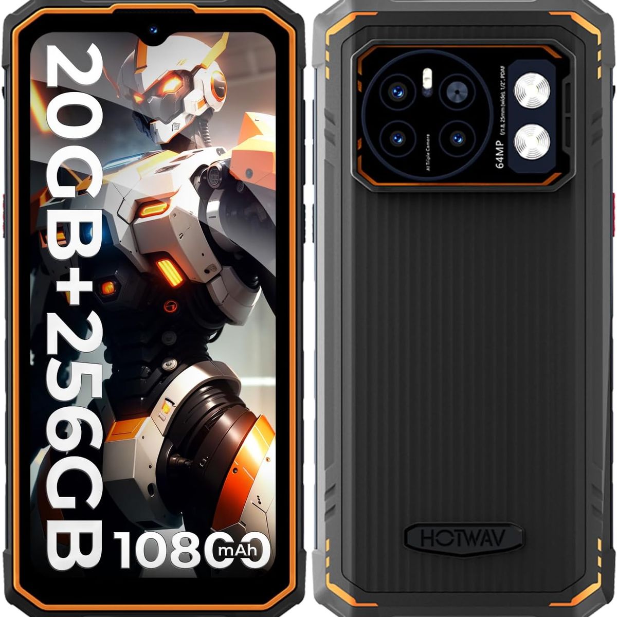 OUKITEL - HOTWAV Cyber13 Pro Celular 20GB+256GB 10800mAh Smartphone-Naranja