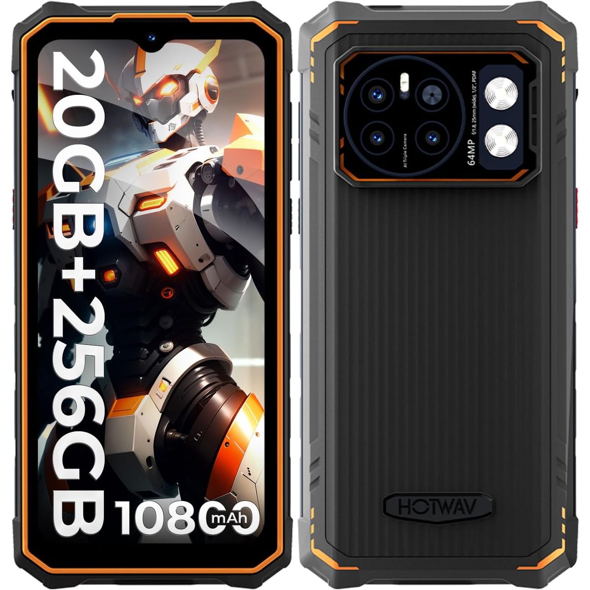 OUKITEL - HOTWAV Cyber13 Pro Celular 20GB+256GB 10800mAh Smartphone-Naranja