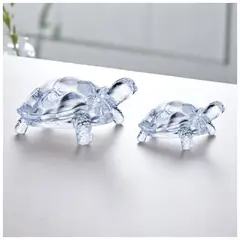 GENERICO - Set 2 Tortugas de Vidrio Decuarzo Transparente Adorno Centro de Mesa