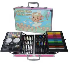 GENERICO - SET DE ARTE PORTATIL BAILARINA CAPUCHINA CELESTE 45 PIEZAS H&G