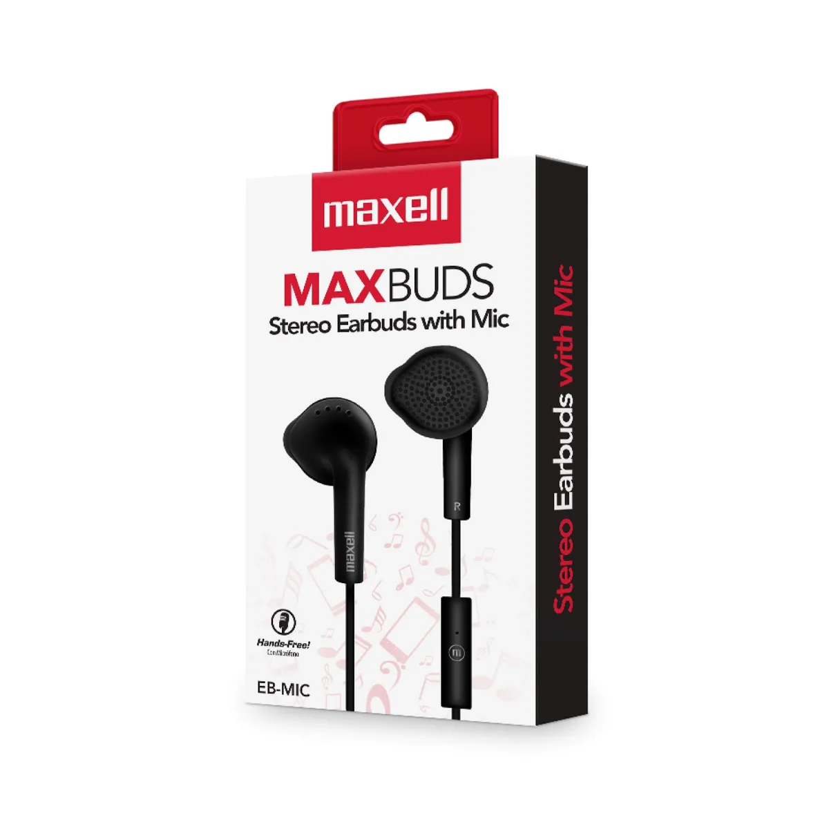 MAXELL - Audífonos Stereo Earbuds con Mic EB-MIC 35mm Maxell Negro