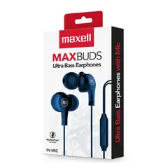 MAXELL - Audífonos Ultra Bass In-Mic 35mm Con Micrófono Azul