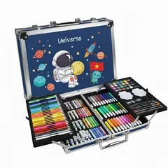 GENERICO - SET DE ARTE PORTATIL 45 PIEZAS DISEÑO AZUL ASTRONAUTA ESPACE H&G
