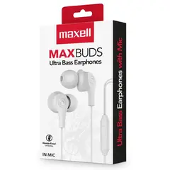 MAXELL - Audífonos Ultra Bass In-Mic 35mm Con Micrófono Blanco