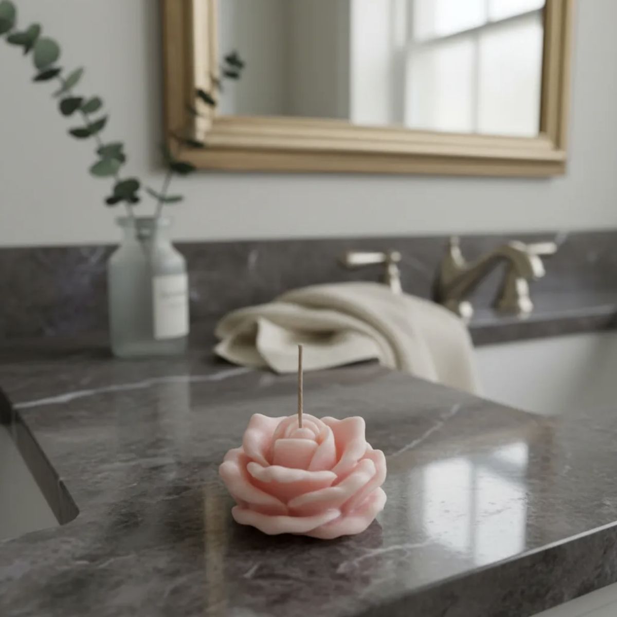 HAOKIDS - Vela rosada diseño Rosa para decoración. Flor de adorno hogar Souvenirs 3 cm en cera de soja