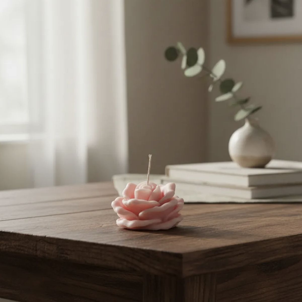 HAOKIDS - Vela rosada diseño Rosa para decoración. Flor de adorno hogar Souvenirs 3 cm en cera de soja