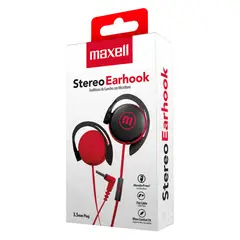 MAXELL - Audífonos De Gancho Con Mic EC-155 Earhook Rojo