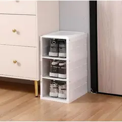 GENERICO - Zapatera Organizador Caja Apilable Para Zapatos 3 Niveles Color Blanco
