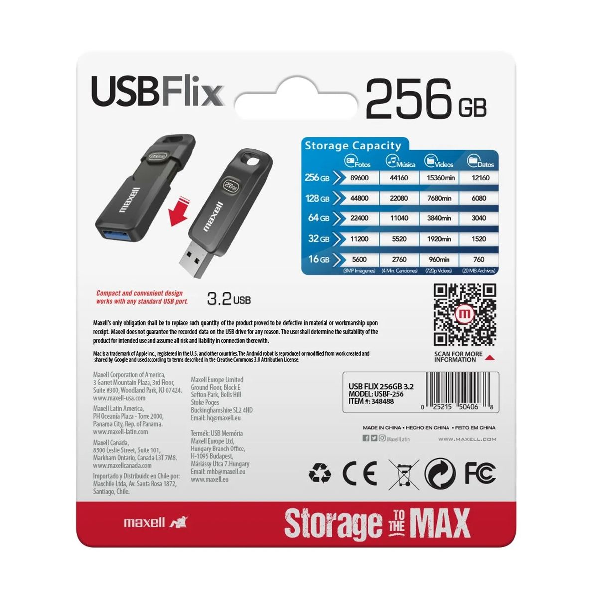MAXELL - Pendrive USB Maxell FLIX 256GB 3.2