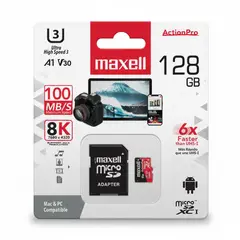 MAXELL - Tarjeta MicroSD 128GB UH-3 8K 100mb V30