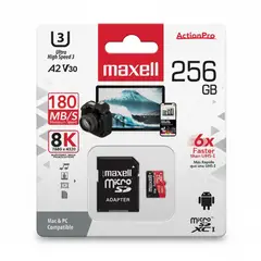 MAXELL - Tarjeta MicroSD 256GB UH-3 8K A2 180MBS