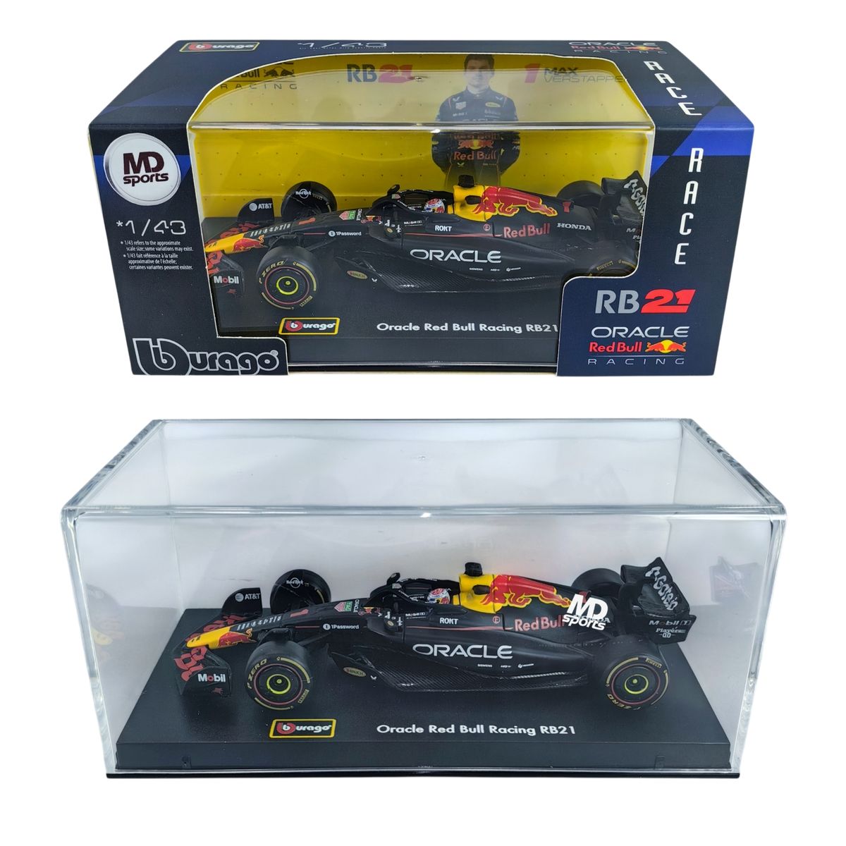 BBURAGO - Auto F1 RedBull RB21 2025 Max Verstappen Caja Acrilica 1:43