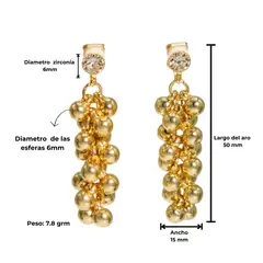 ELBAULDEJUMA - Aros largos Jade sin perforacion esferas cascada chapadas en oro 14k