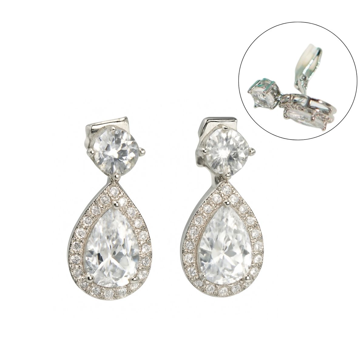 ELBAULDEJUMA - Aros largos sin perforacion Isabella elegantes zirconias