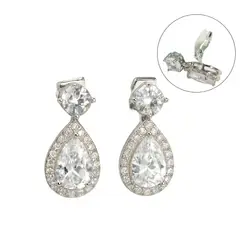 ELBAULDEJUMA - Aros largos sin perforacion Isabella elegantes zirconias
