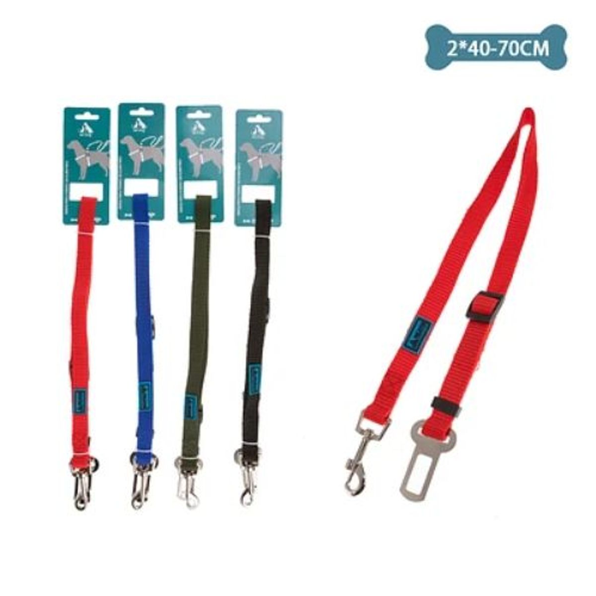 GENERICO - Cinturón de seguridad para mascota 20cm40cm-70cm Color Rojo