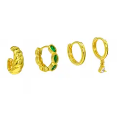 ELBAULDEJUMA - Pack de 4 aros Verona chapados en oro 18k
