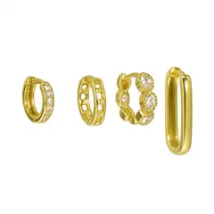 ELBAULDEJUMA - Pack de 4 argollas Gianna chapadas en oro 18k