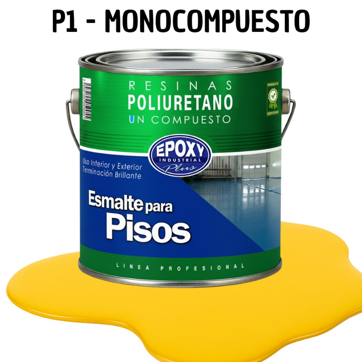 EPOXY - PINTURA ALTO TRAFICO - ESMALTE PISOS CANCHASPU 1K BASE AGUA - 4L AMARILLO SEÑALIZACIÓN