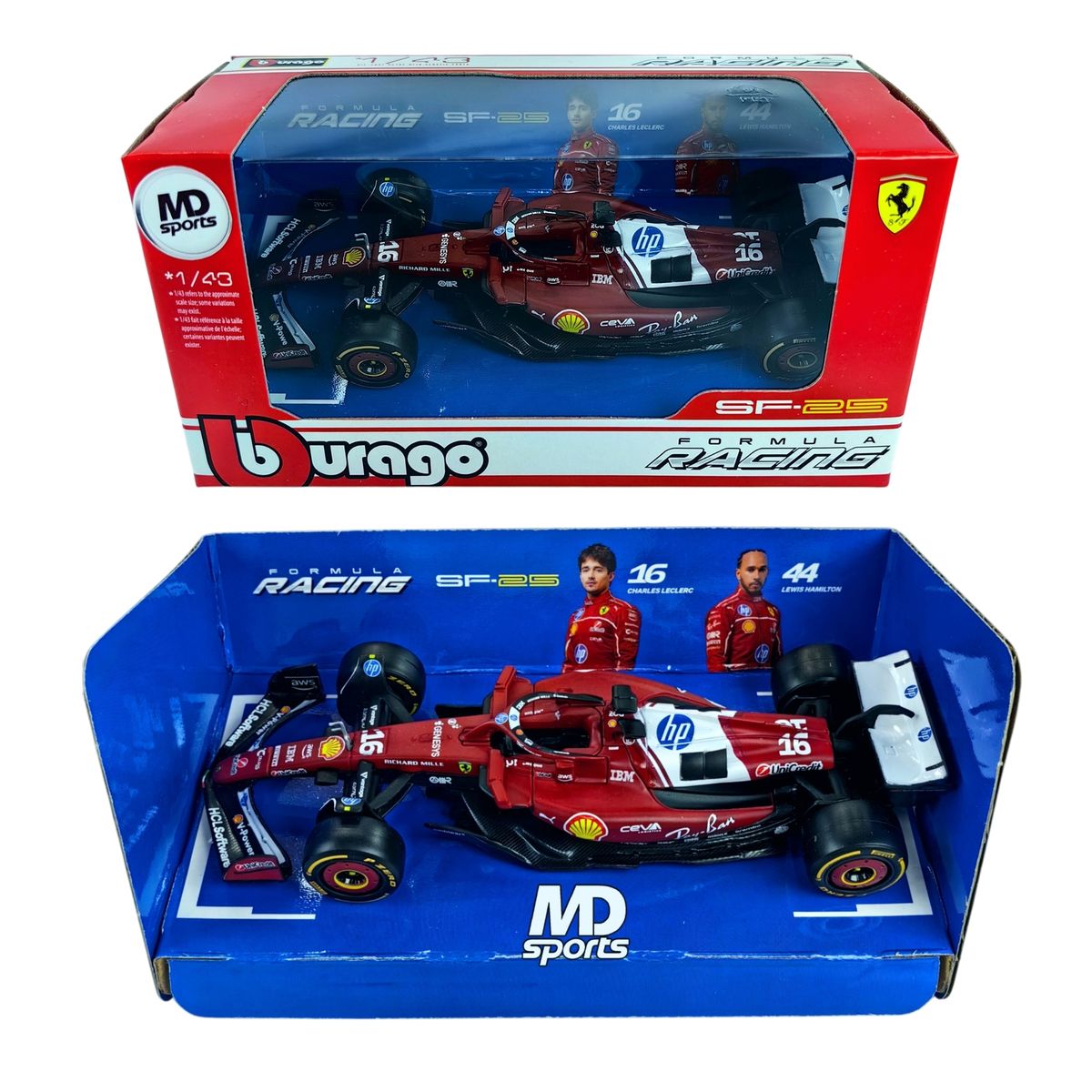 BBURAGO - Auto F1 Ferrari SF-25 2025 Charles Leclerc Caja Normal 1.43