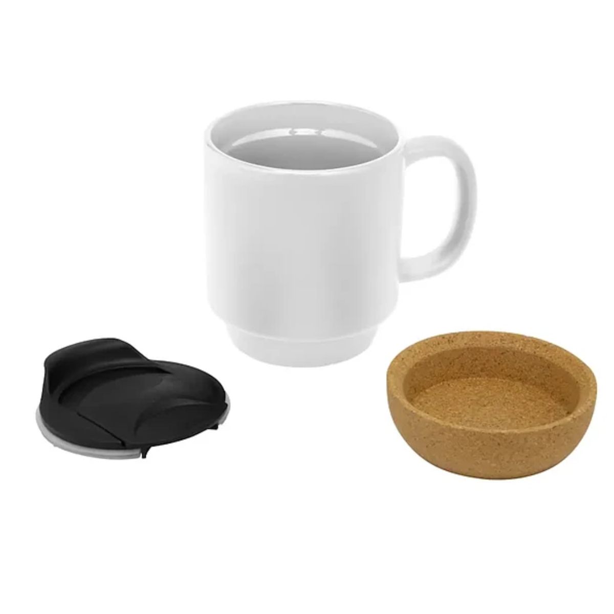 GENERICO - Taza Mug Blanca De 13oz Base De Corcho Y Tapa Sublimacion Blanco Tazas