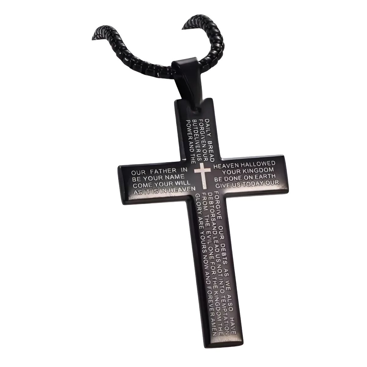 GENERICO - Collar Cruz Oracion Silver Hombres Caballeros Masculina