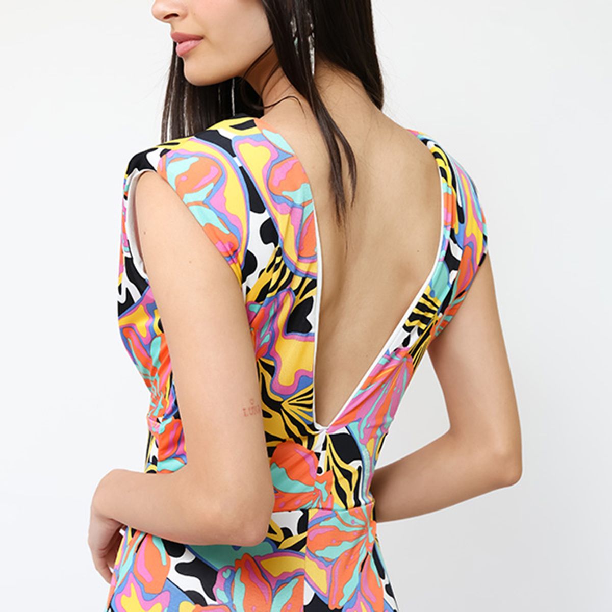 NATALIA SEGUEL - Vestido Camile Flores Naranjas turquesa Amarillo  Natalia Seguel