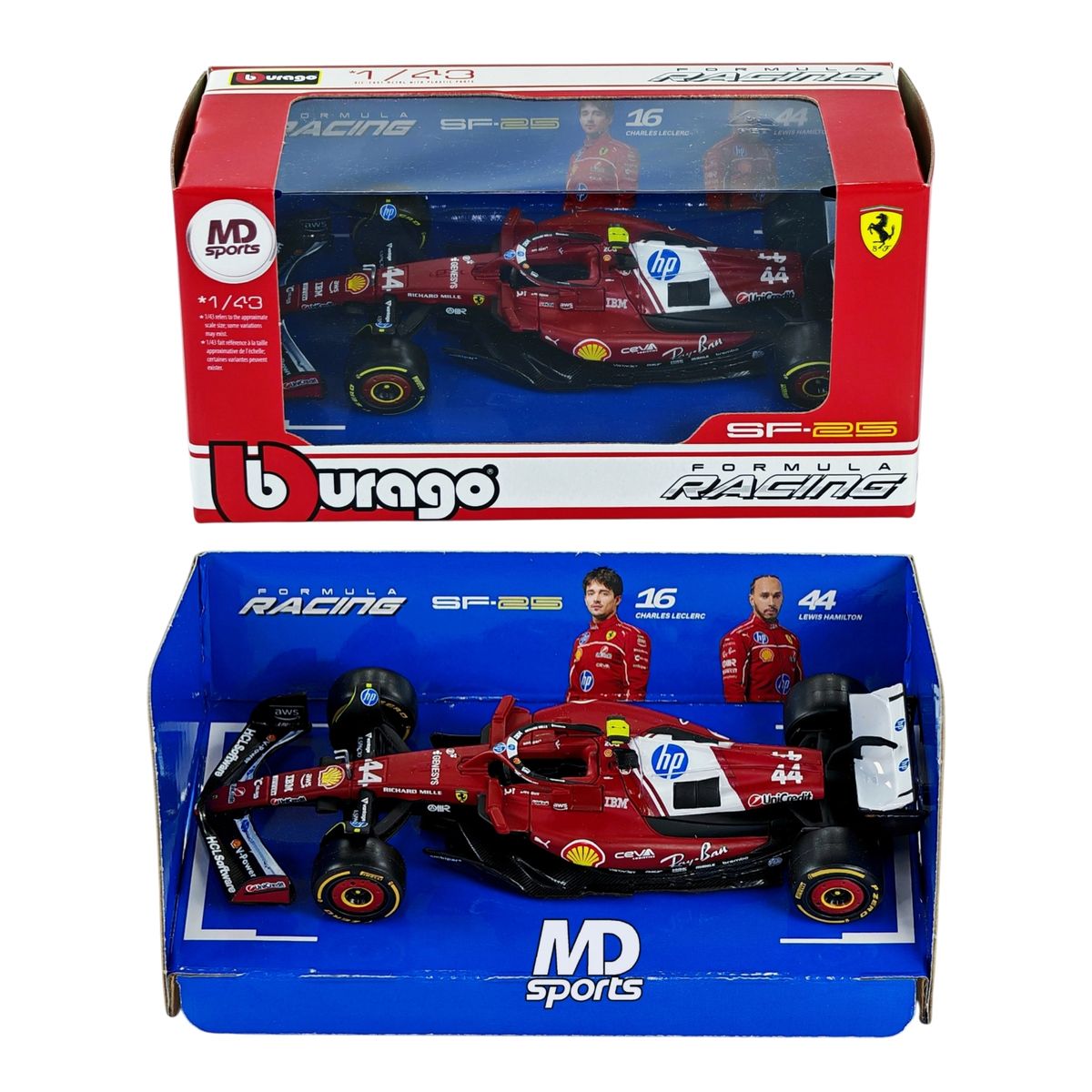 BBURAGO - Auto F1 Ferrari SF-25 2025 Lewis Hamilton Caja Normal 1.43