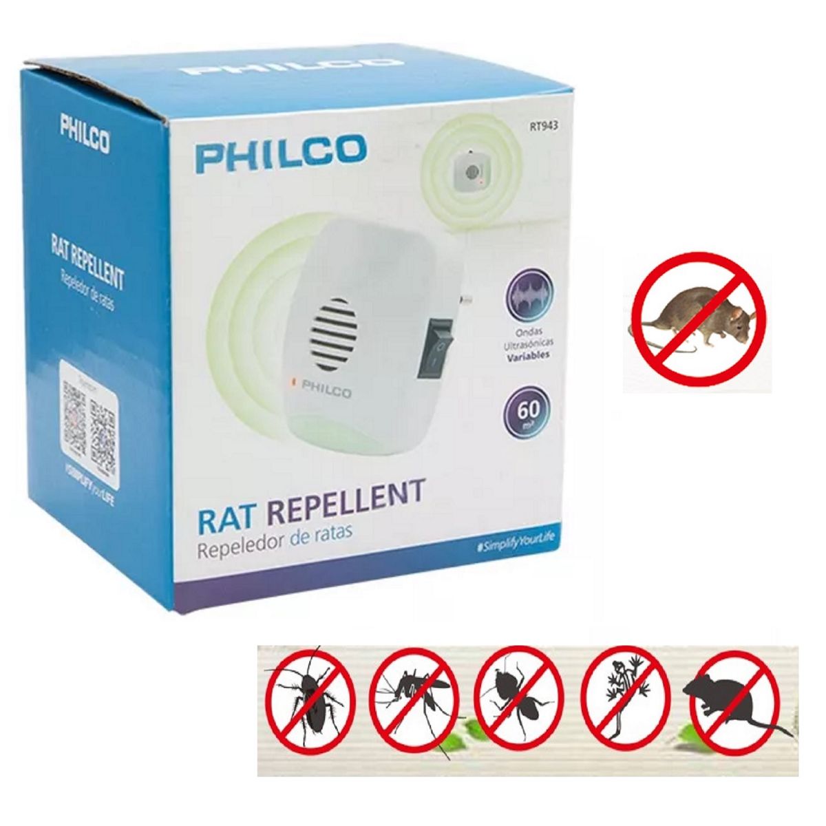 PHILCO - Repeledor Ahuyenta Ratas Philco Ultrasonico Blanco