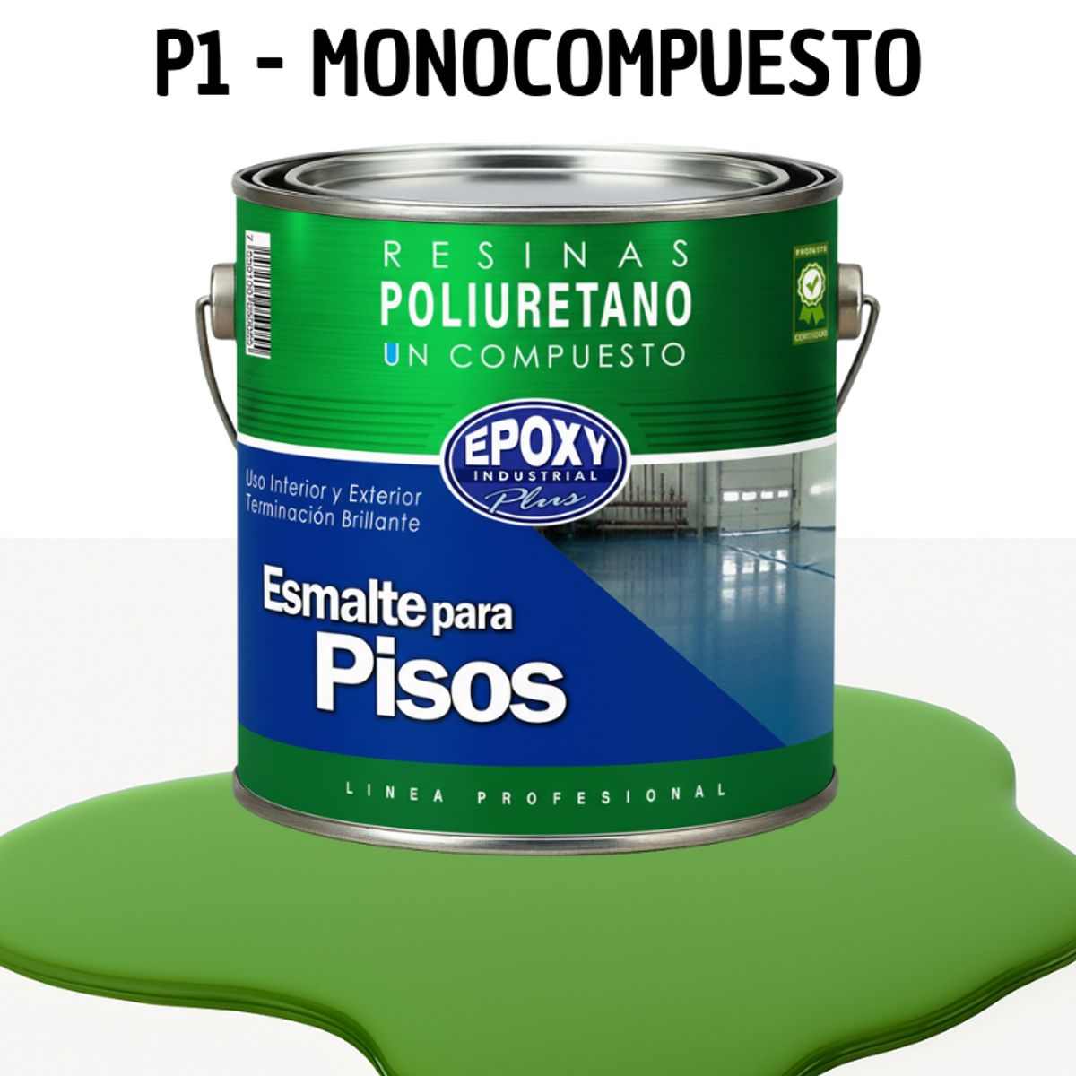 EPOXY - PINTURA ALTO TRAFICO - ESMALTE PISOS CANCHASPU 1K BASE AGUA - 4L VERDE MEDIO